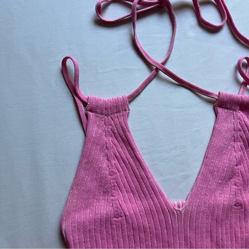 Pink Ribbed Tank Top Geel - Picture 2 of 5